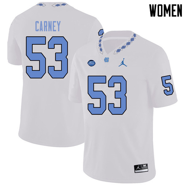 Jordan Brand Women #53 Malik Carney North Carolina Tar Heels College Football Jerseys Sale-White